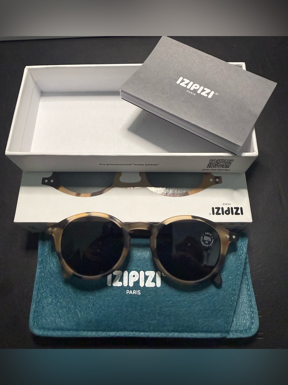 IZIPIZI Junior Sun #D Polarized Sunglasses 7-11Y Light Tortoise Grey NIB